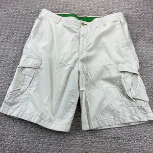 IZOD Cargo Shorts Men 36 Beige Casual Short Pants Outdoor Preppy Golf Camping